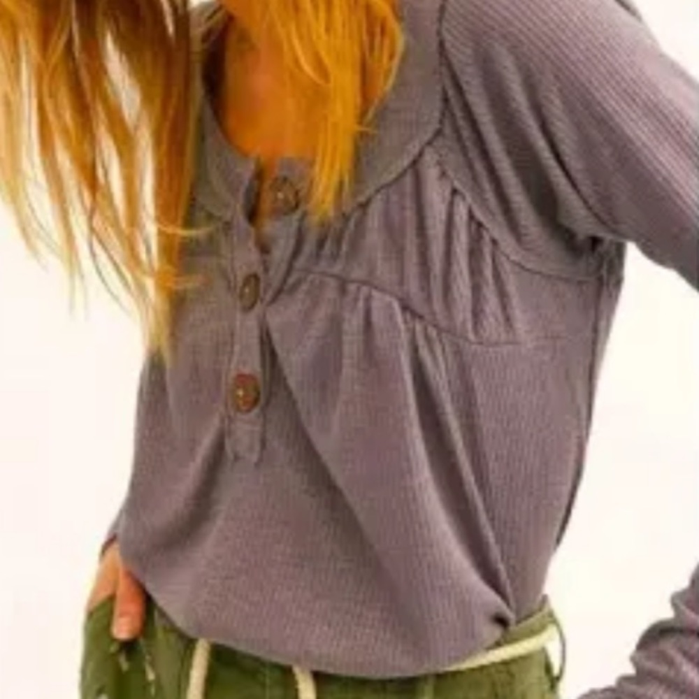 FREE PEOPLE We The Free Must Have Gray Henley Tunic - Picture 3 of 14